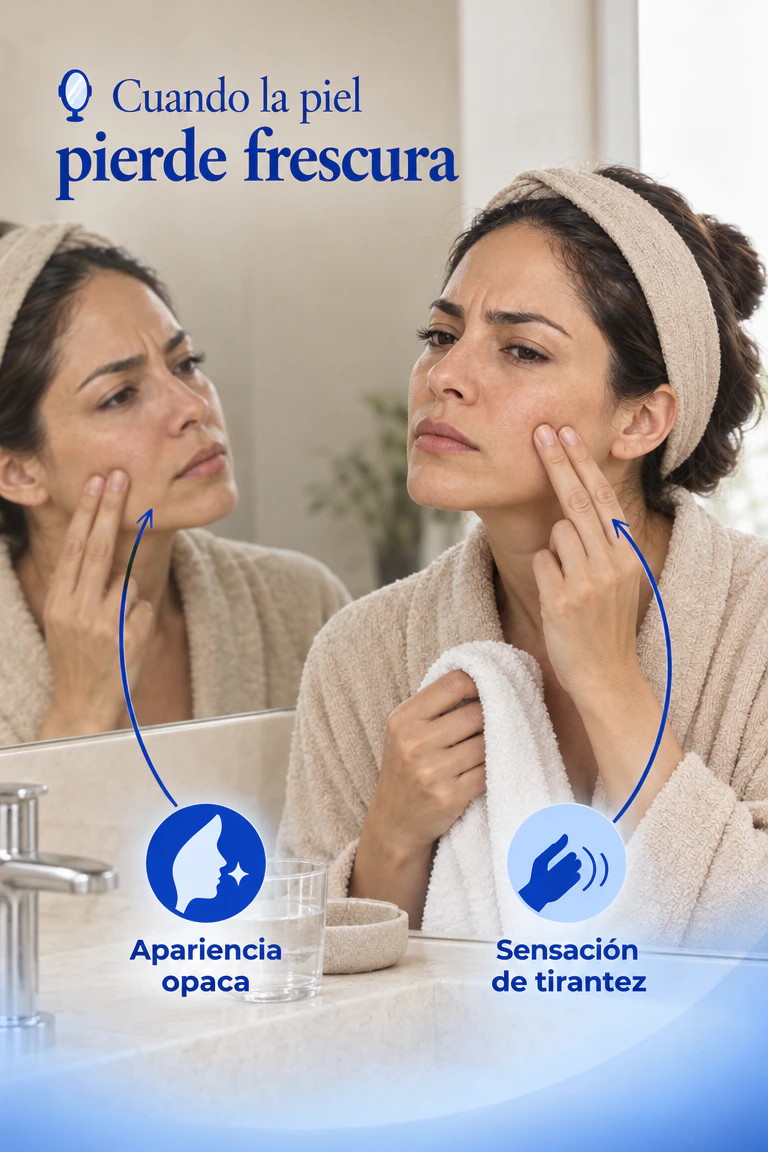 Sérum Facial de Péptidos de Cobre Azul + Bakuchiol — Ayuda a mantener una piel hidratada, suave y luminosa · Contexto del problema