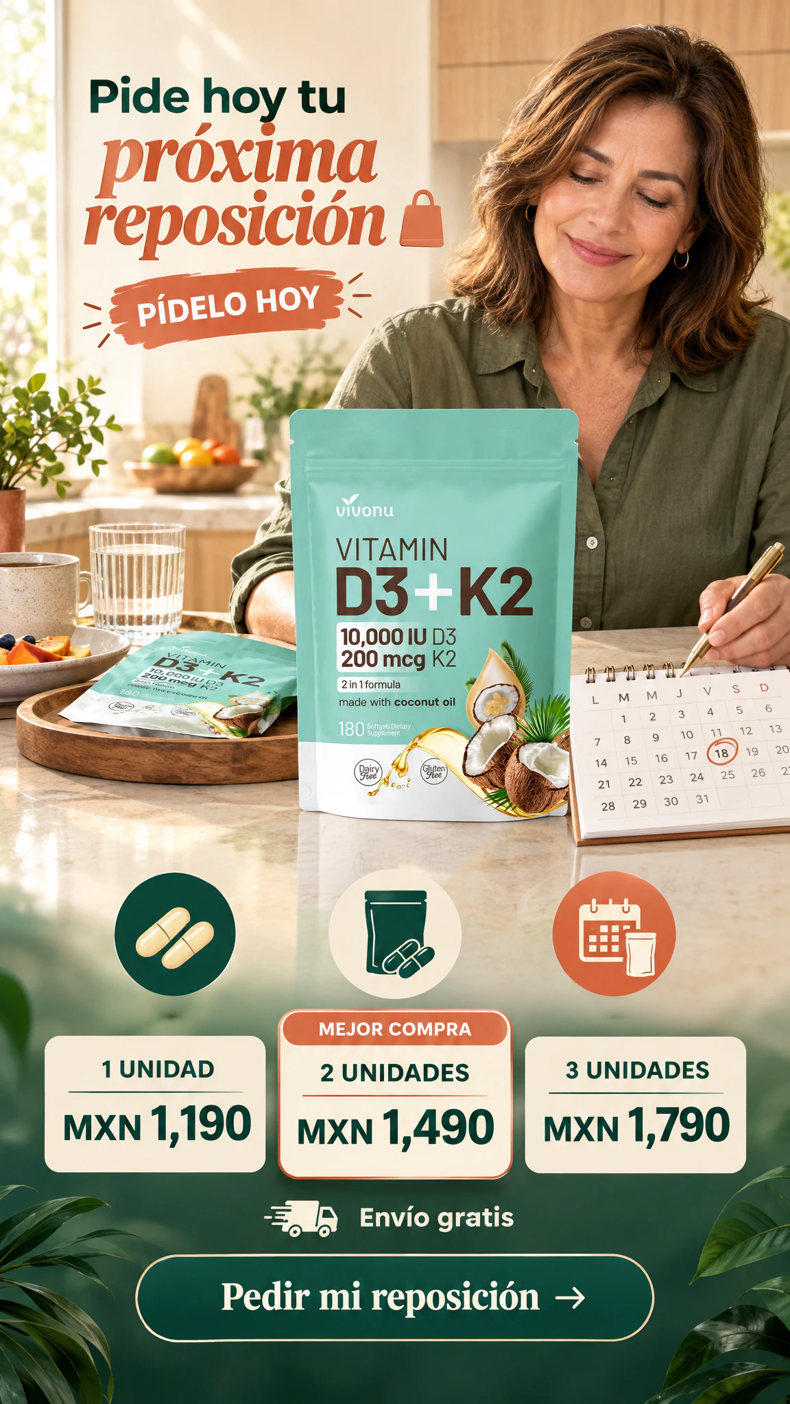VivoNu D3 + K2 2 en 1 — Mantén organizada la reposición de tu rutina nutricional · Oferta