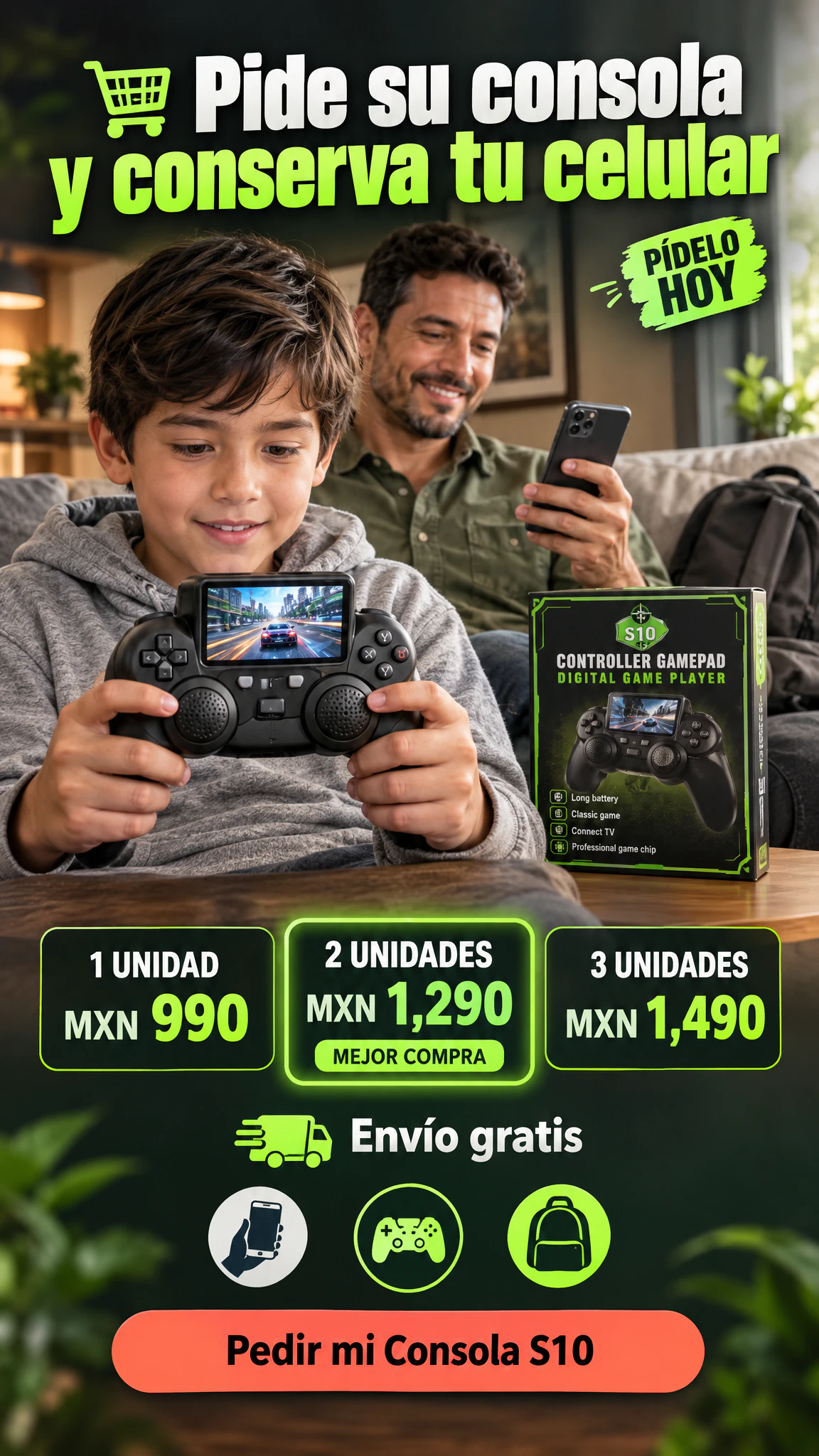 Consola portátil S10 con 520 juegos — Su propia consola para jugar y tu celular para ti · Oferta