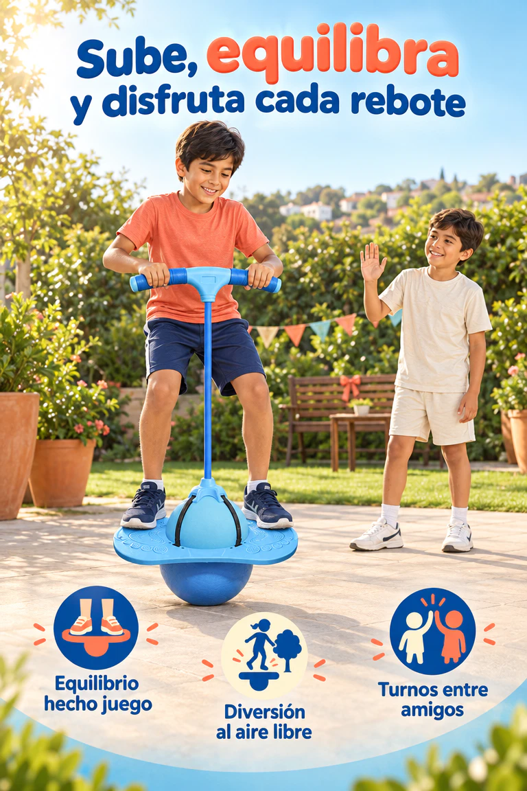 Pelota saltarina Frog Hopper con manubrio — Convierte cada salto en un reto de equilibrio y diversión · Beneficios