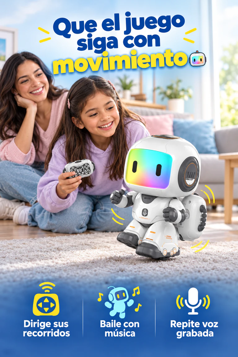 Robot RC con mochila, grabación de voz y luz nocturna — Camina, baila y convierte cada mensaje en una nueva forma de jugar. · Beneficios