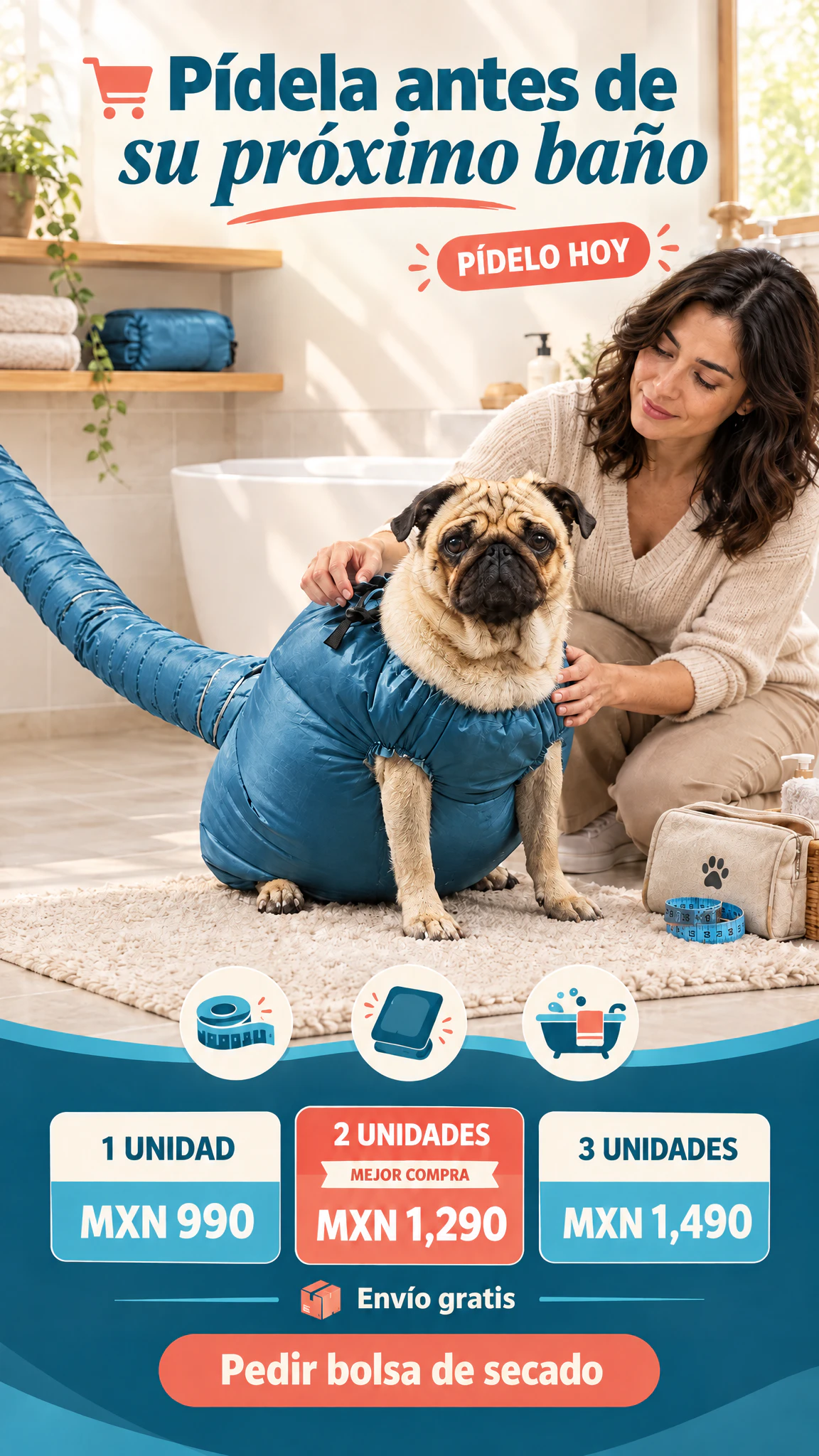 Bolsa plegable de secado para perros — Organiza el secado y guárdala fácilmente después del baño · Oferta