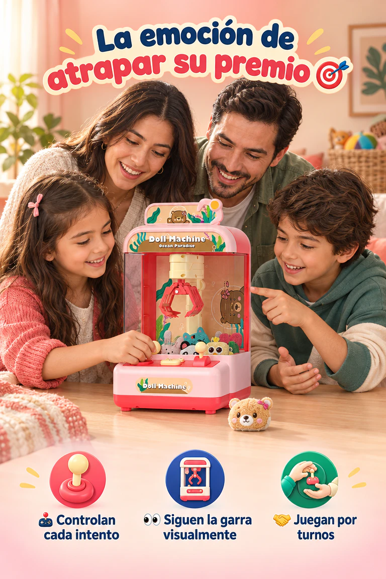 Mini máquina de premios para niños — La emoción de las maquinitas de garra, ahora en casa · Beneficios