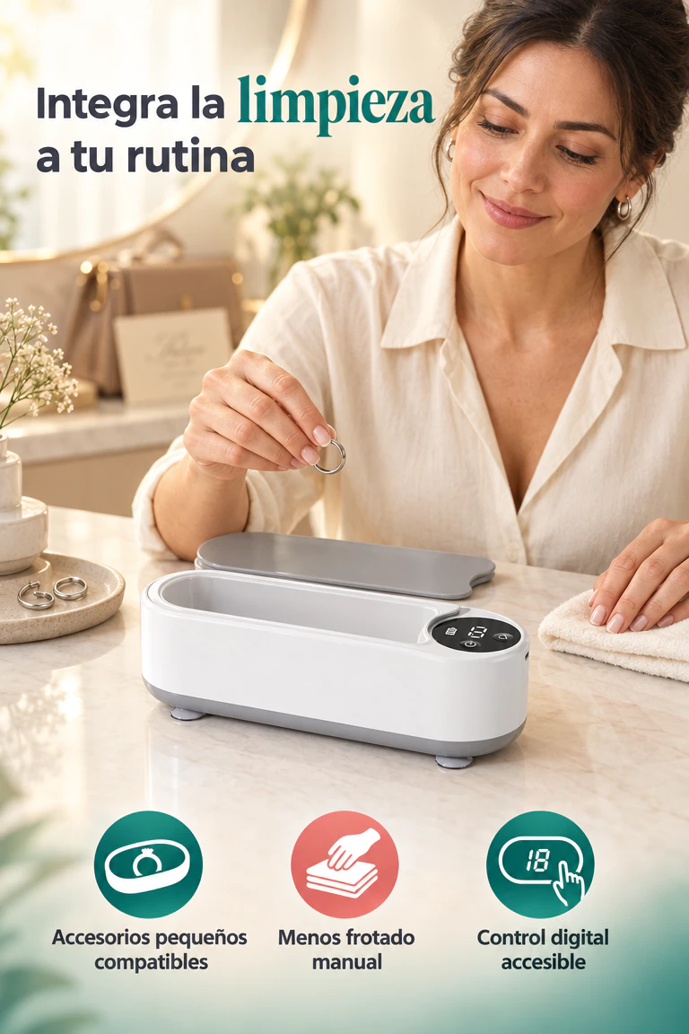 Limpiador de Joyas K24 con control digital — Facilita la limpieza periódica de tus accesorios en casa · Beneficios