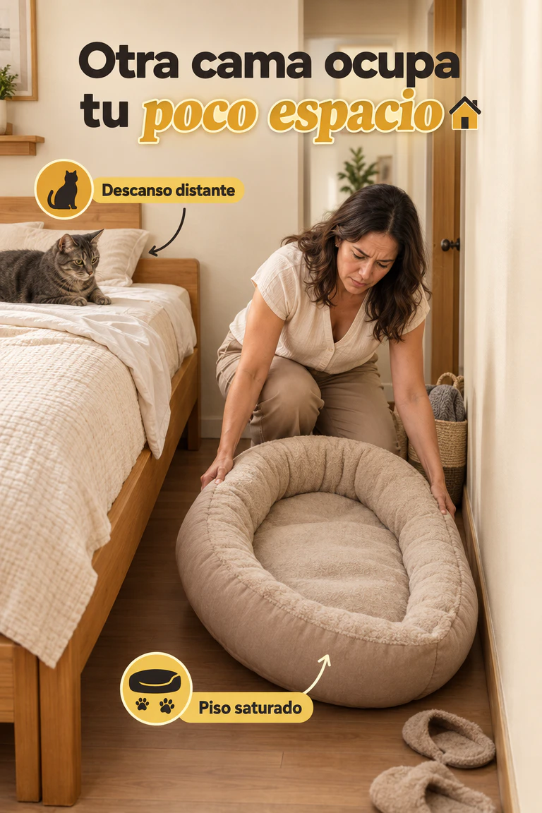 Hamaca Colgante para Gatos de Madera y Tela — Su rincón elevado junto a ti, sin ocupar el piso · Contexto del problema