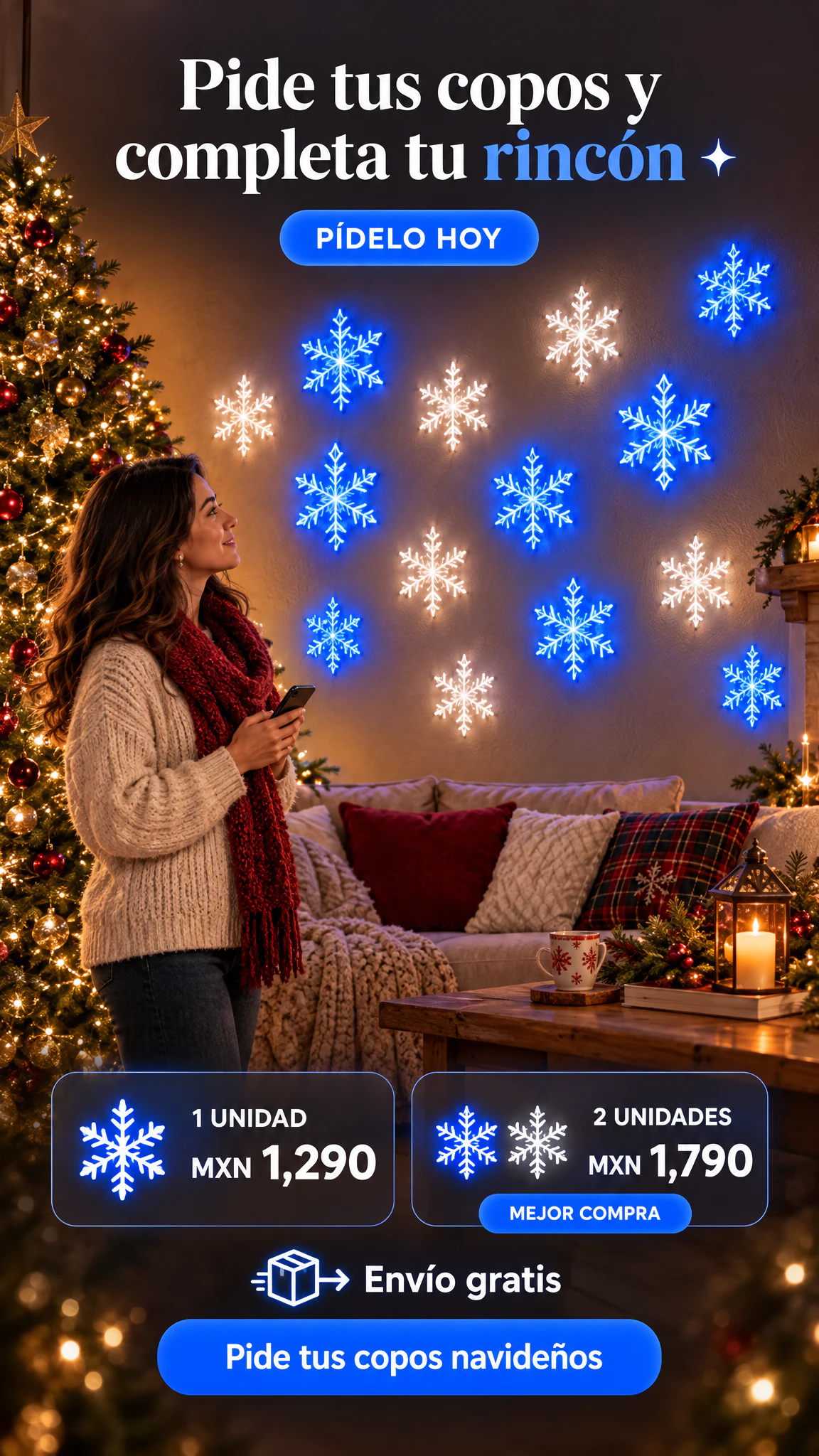 12 Copos navideños con luces — Dale luz navideña a ese rincón que aún luce vacío · Oferta
