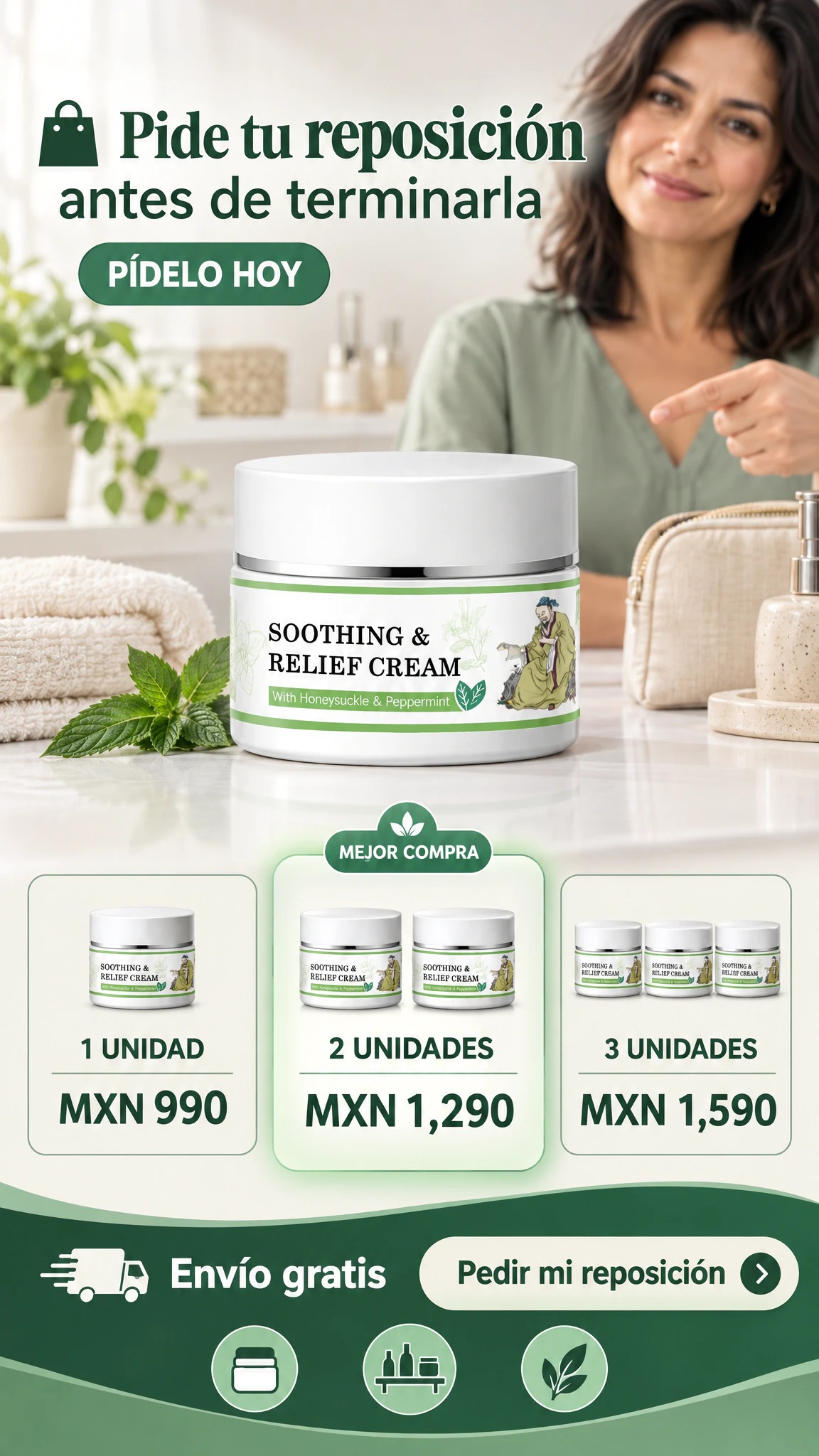 Soothing & Relief Cream con madreselva y menta — Mantén listo tu paso habitual de hidratación corporal · Oferta