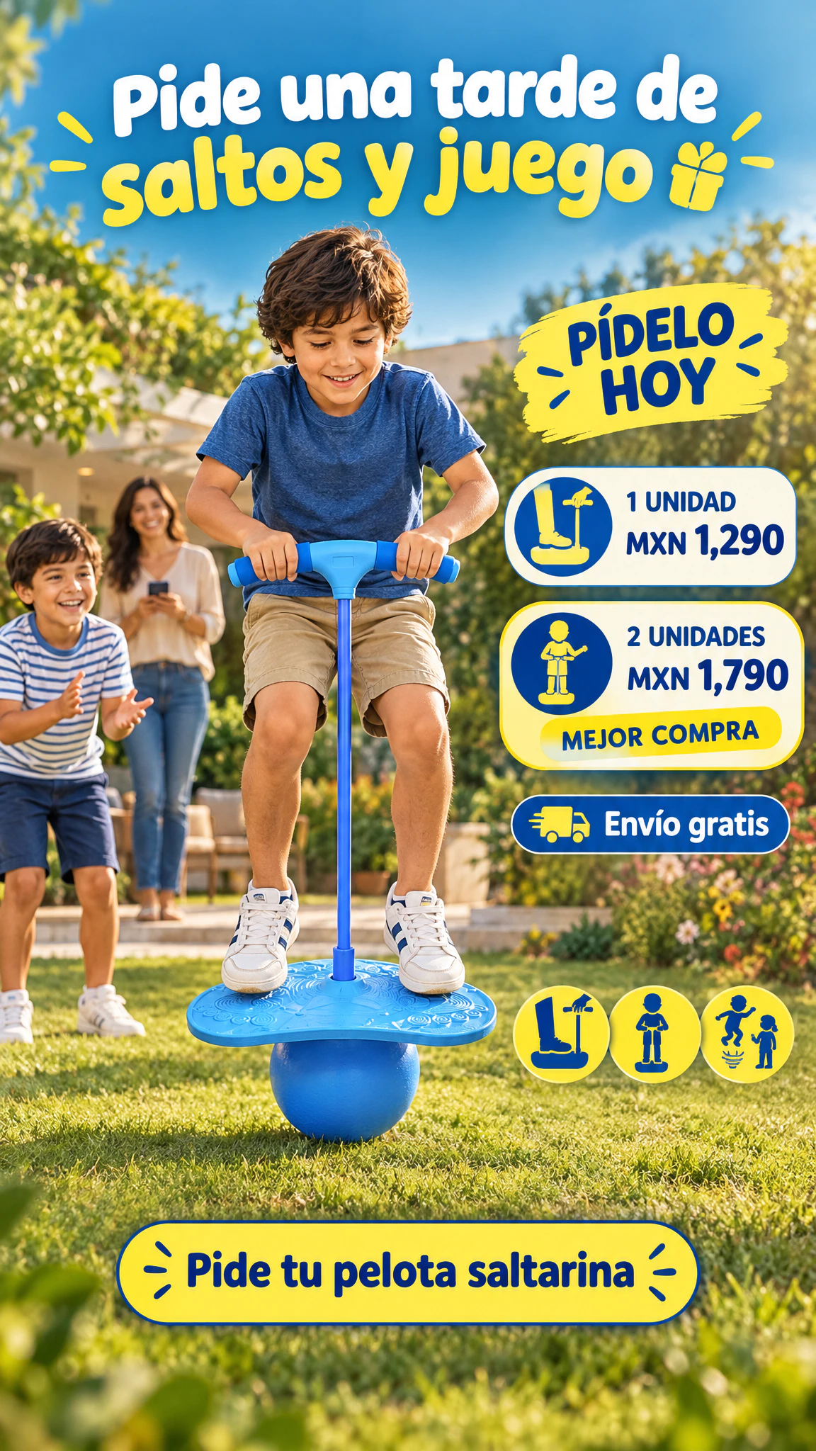 Pelota saltarina Frog Hopper con manubrio — Convierte cada salto en un reto de equilibrio y diversión · Oferta