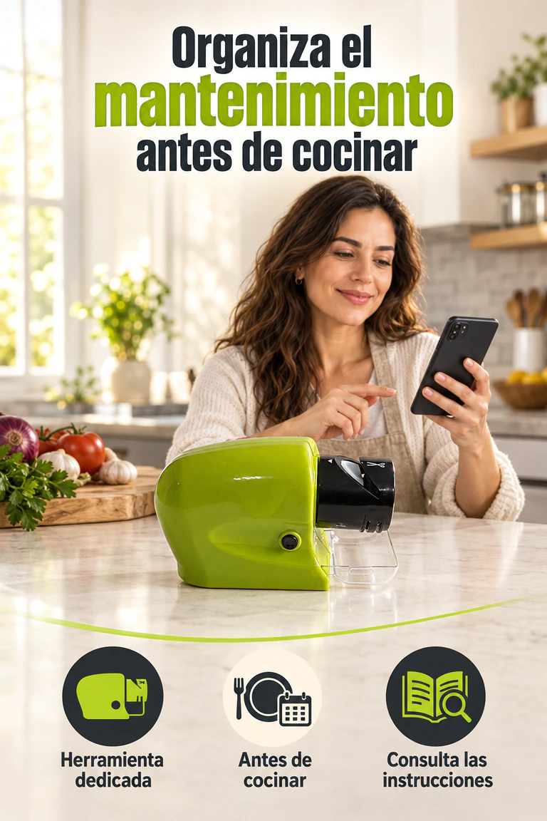 Afilador multifunción tipo batería — Haz más práctico el mantenimiento del filo en casa · Beneficios