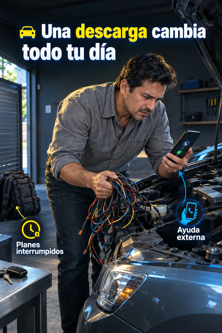 Cargador Inteligente de Baterías 12V 6A — Recarga baterías compatibles de auto o moto desde casa · Contexto del problema