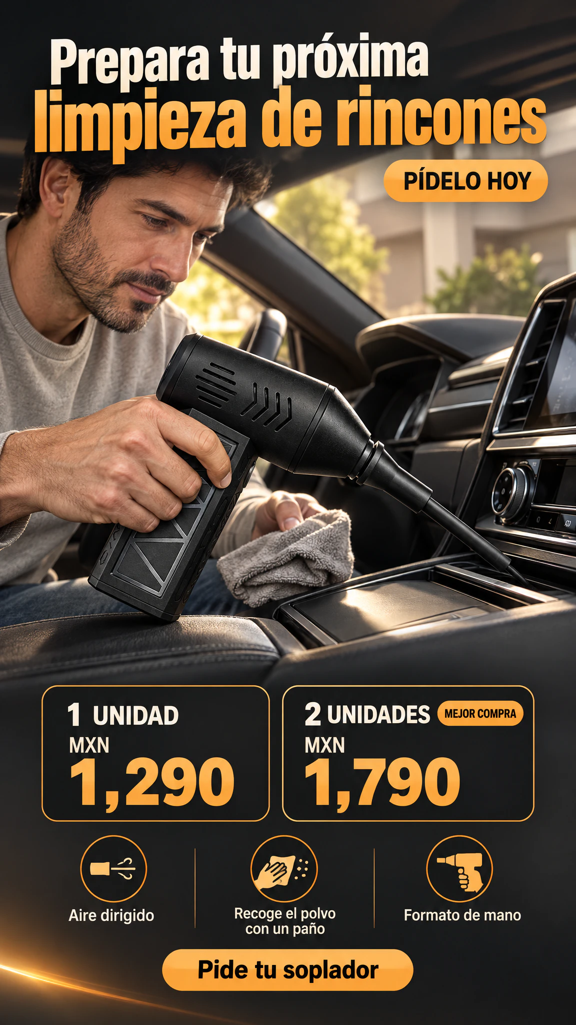 Soplador de aire portátil Mini Jet Fan — Tenlo listo para dirigir aire a los rincones pendientes de tu próxima limpieza · Oferta