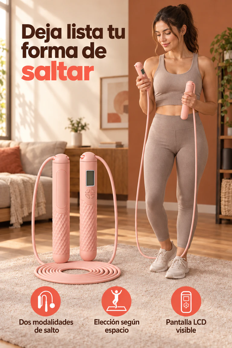 Cuerda de saltar de doble uso, con cuerda o sin cuerda — Prepara tu próxima rutina con dos modalidades de salto. · Beneficios