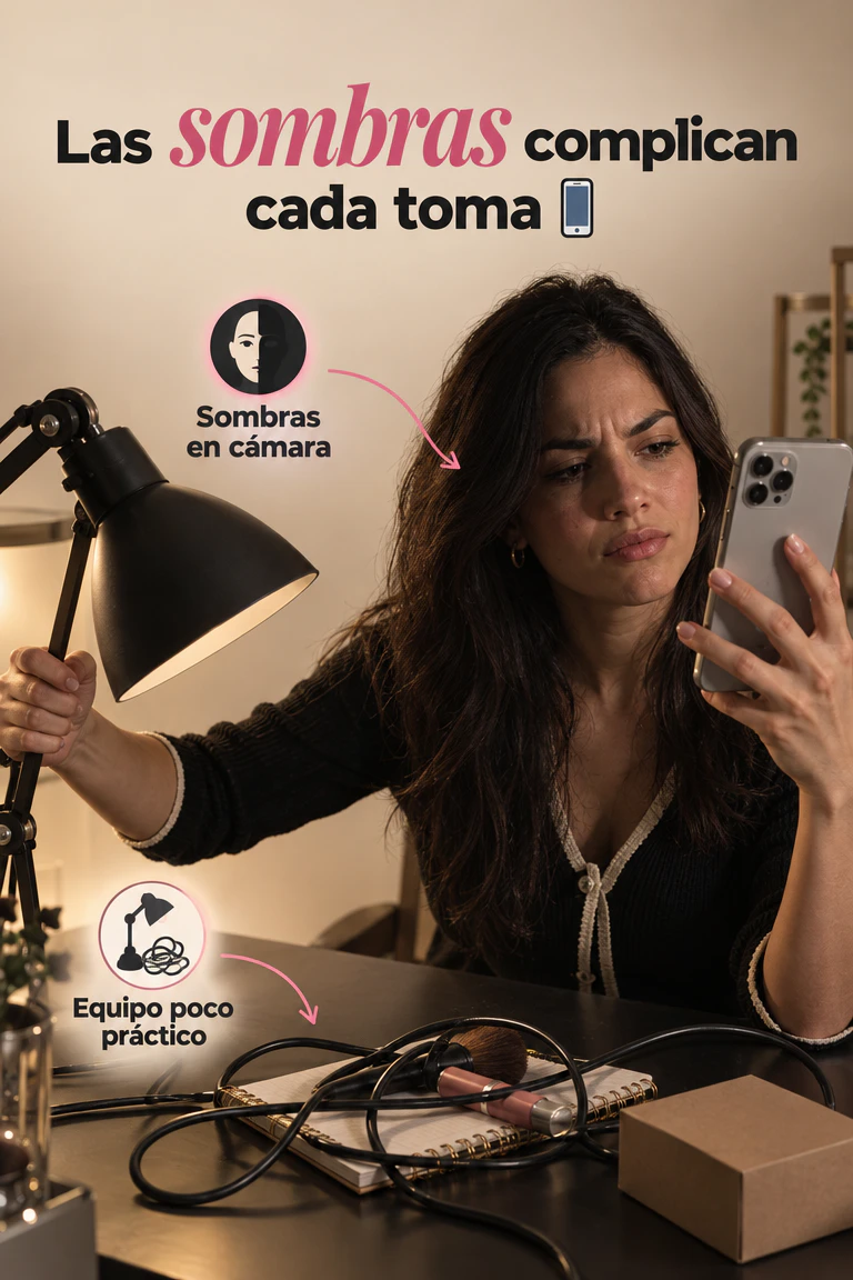 Luz LED Magnética TELESIN 3 en 1 — Iluminación, espejo y soporte para crear con tu celular · Contexto del problema