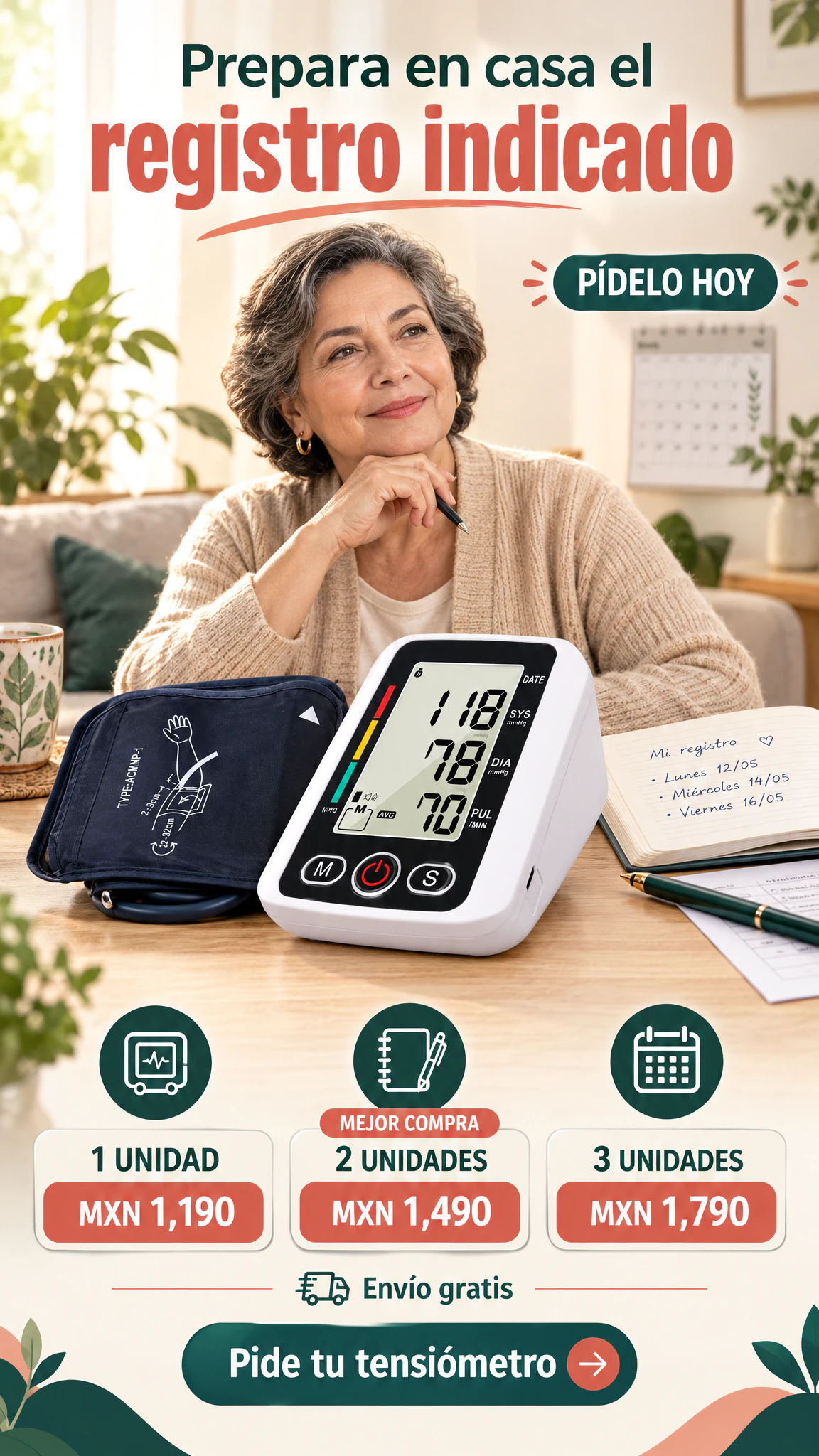 Tensiómetro automático de brazo — Facilita el registro indicado desde casa, antes de tu consulta · Oferta