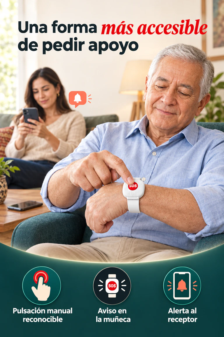 Botón SOS Wi‑Fi de muñeca — Permite pedir ayuda aunque el celular no esté a mano · Beneficios