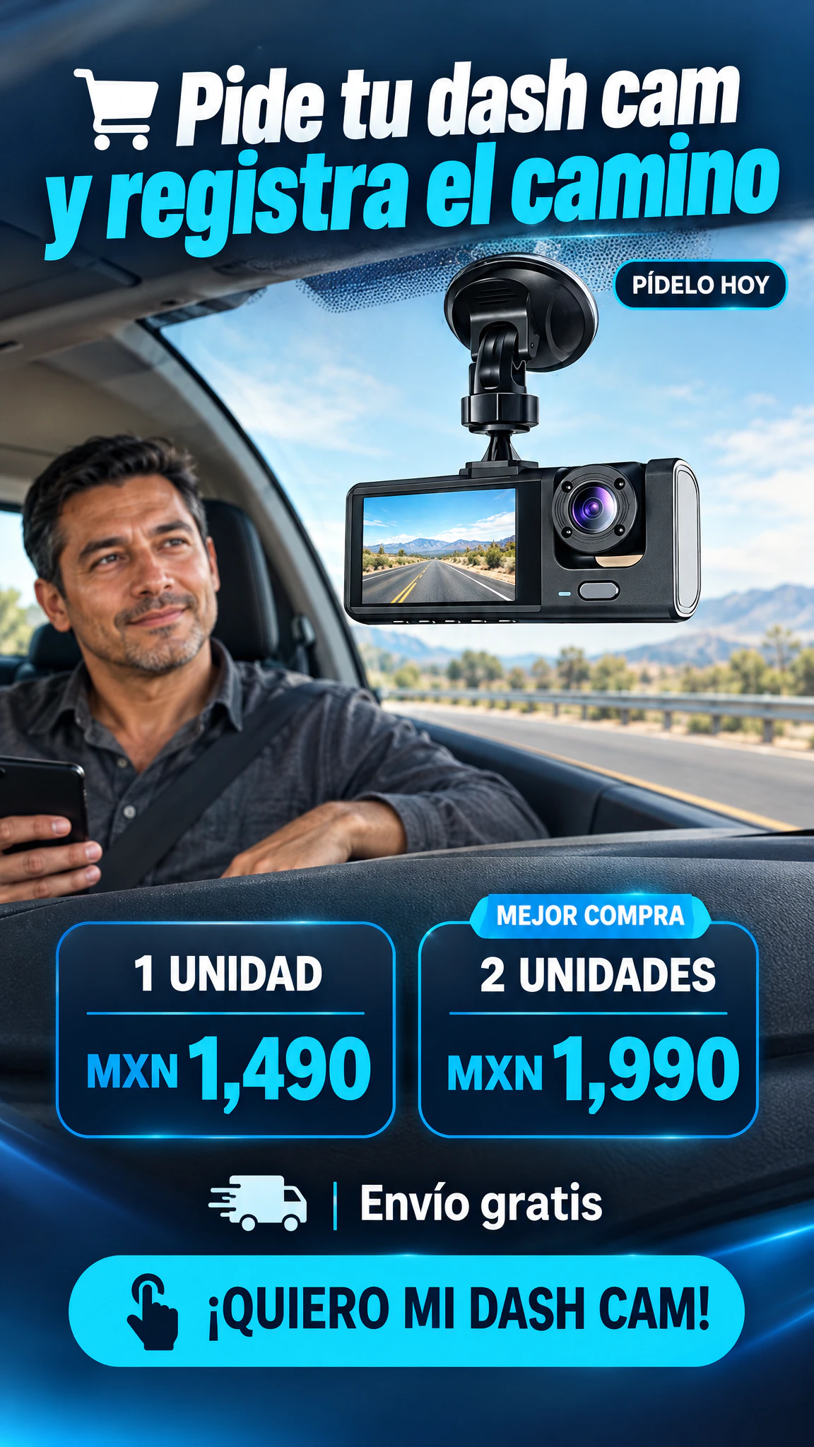 Dash Cam Full HD 1080P con pantalla — Registra tus recorridos y revisa cada momento del camino · Oferta