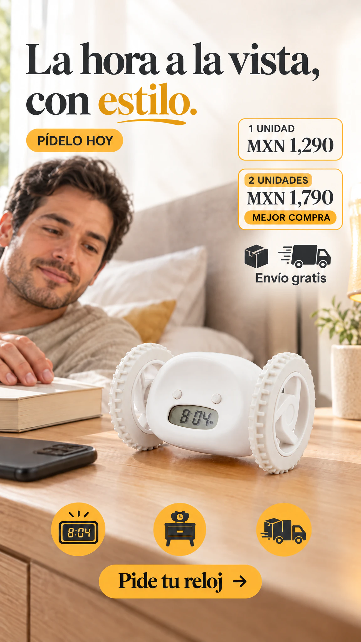 Reloj Analógico de Cuarzo de 4 Pulgadas — Elegancia y Estilo para tu Espacio · Oferta