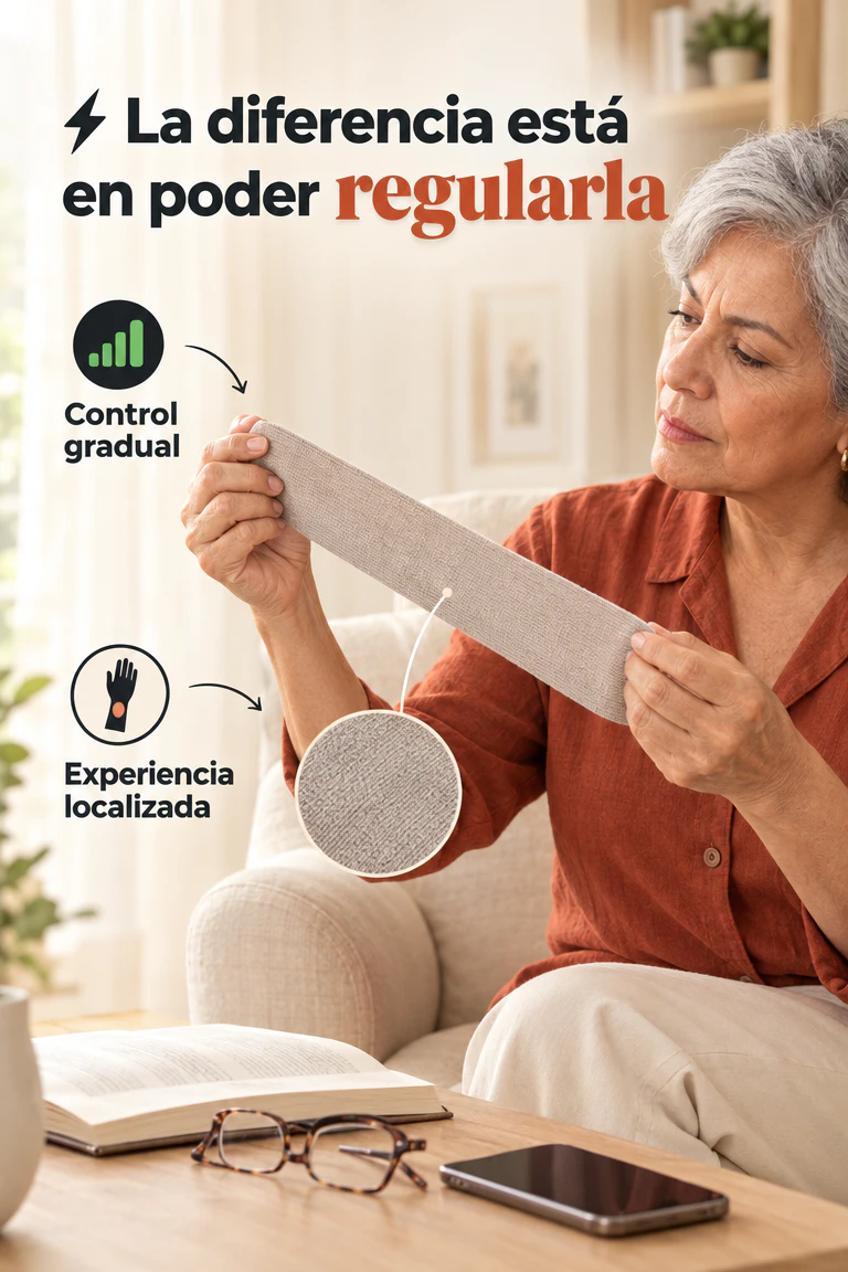 Muñequera de electroestimulación ajustable — Empieza suave y disfruta una pausa localizada para tu muñeca · Demostración y uso
