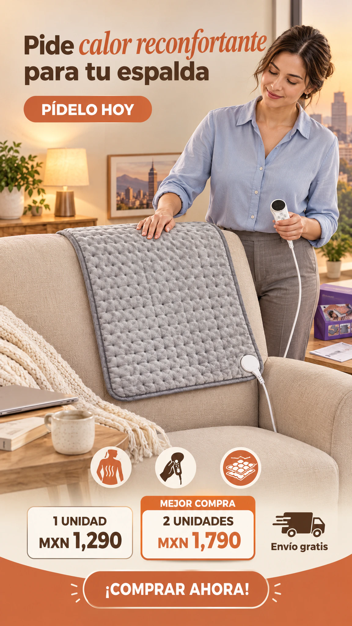 Almohadilla Térmica Eléctrica — Calor Reconfortante para Espalda y Zona Lumbar · Oferta