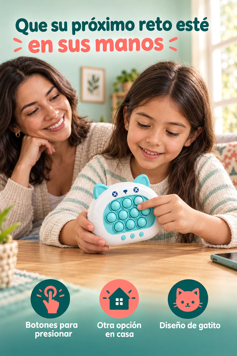 Consola portátil de reacción con botones emergentes — Ten otro reto listo para sus ratos libres · Beneficios