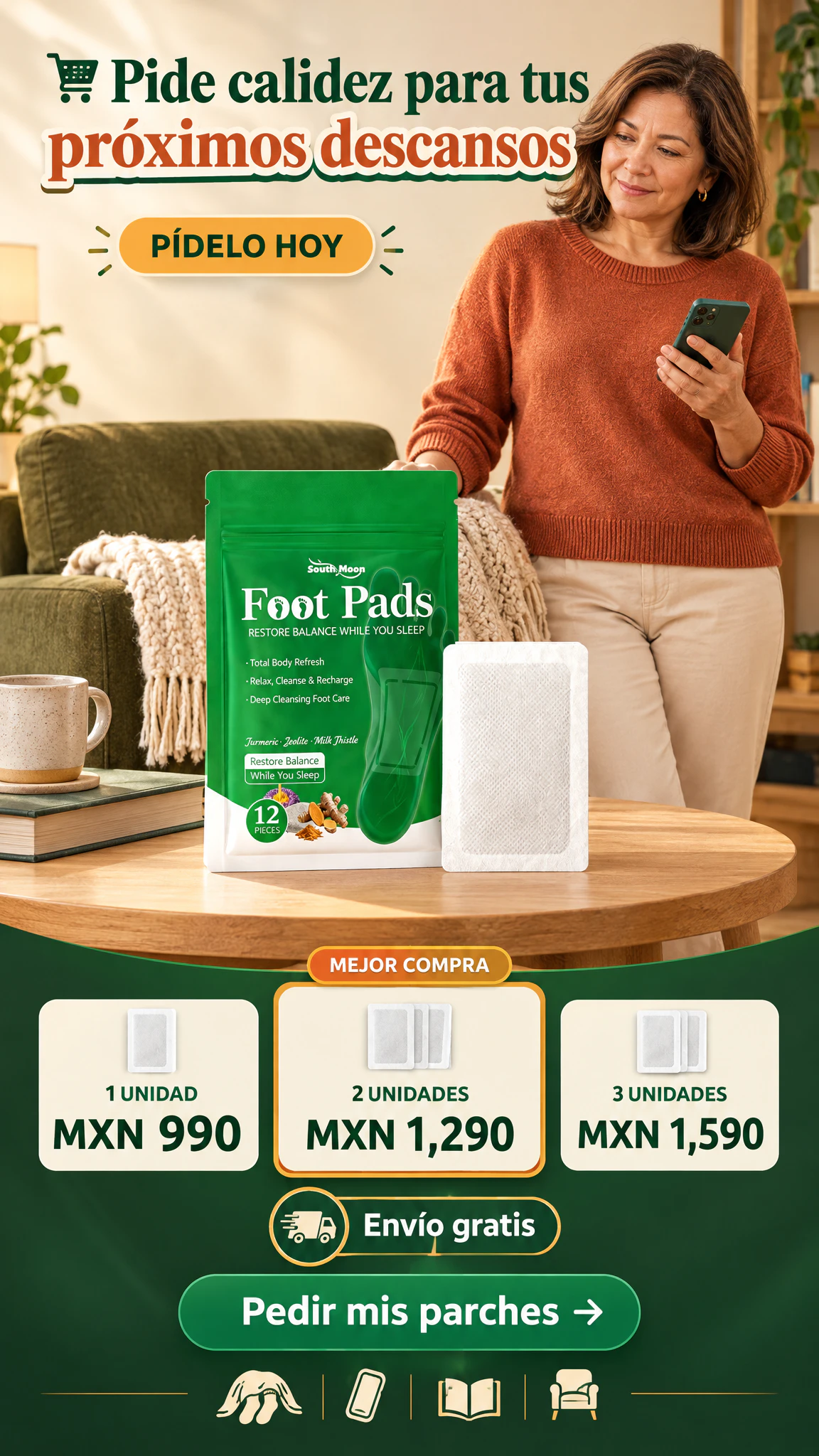 Parche Herbal Autocalentable para Pies — Da calidez a tus descansos cuando el ambiente refresca · Oferta