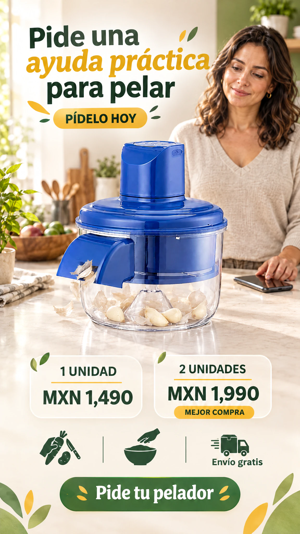 Pelador Automático Eléctrico de Frutas y Verduras — Prepara tus Alimentos sin Complicaciones. · Oferta
