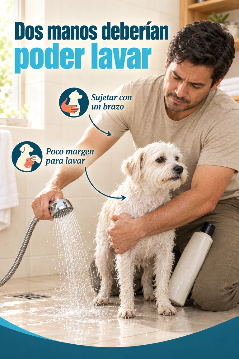 Silla tipo hamaca para bañar perros — Apoya su cuerpo mientras enjabonas y enjuagas con facilidad · Demostración y uso